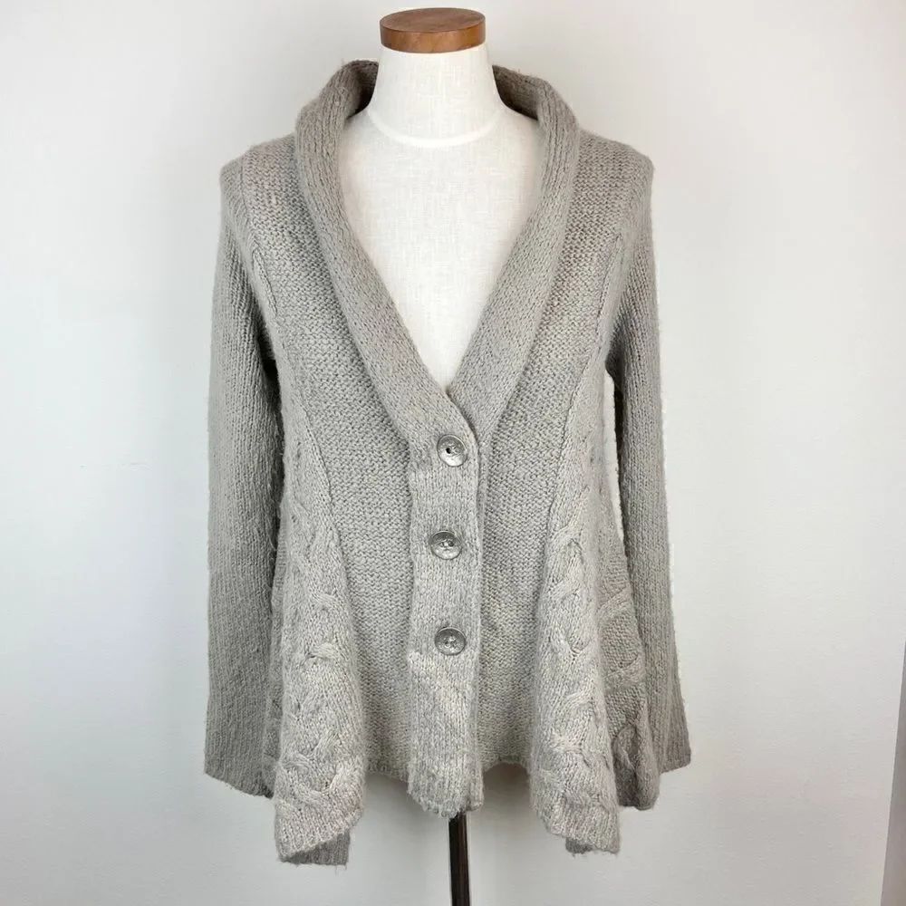 Free People Cable Knit Button Slouchy Cardigan